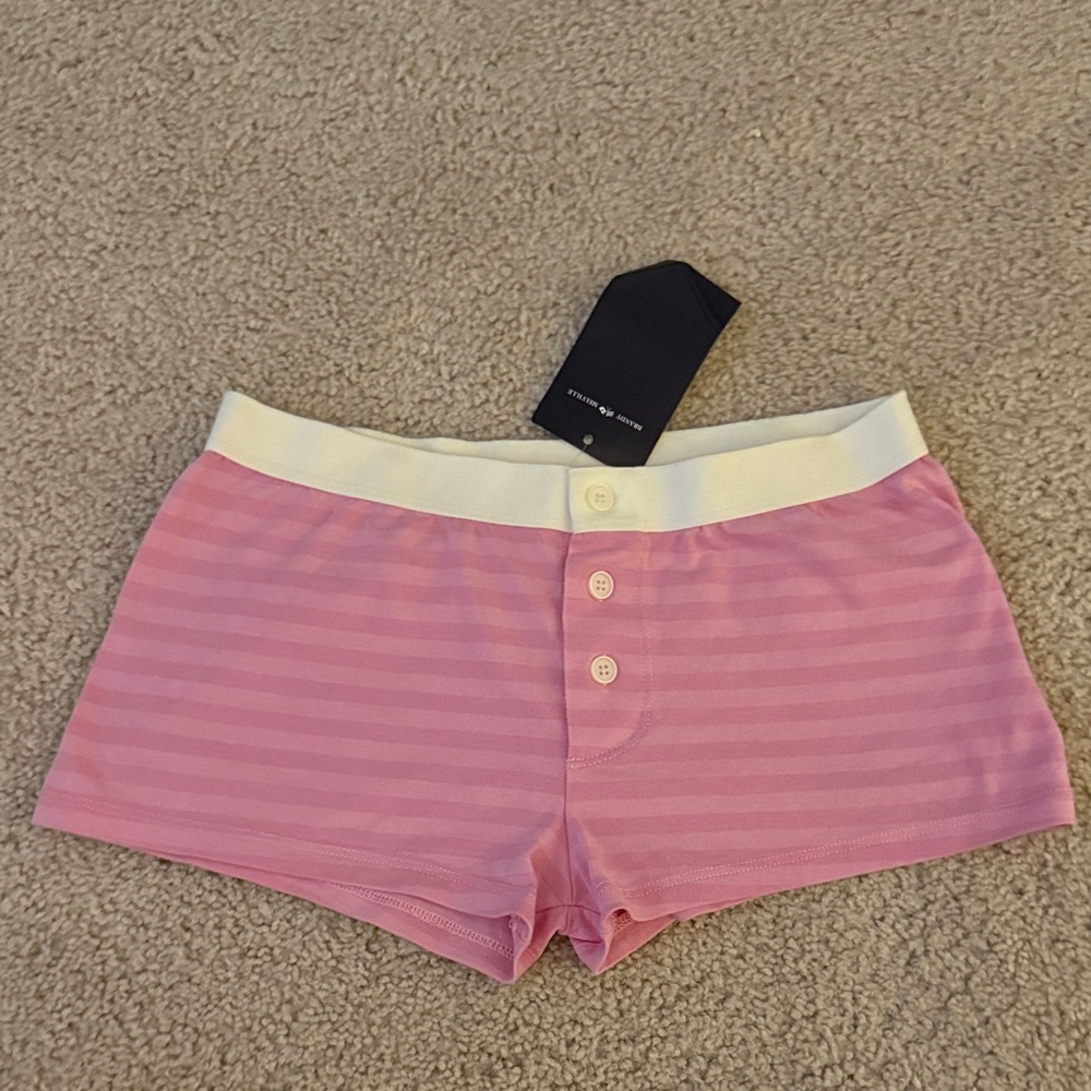 Brandy Melville Pink and White Striped Shorts